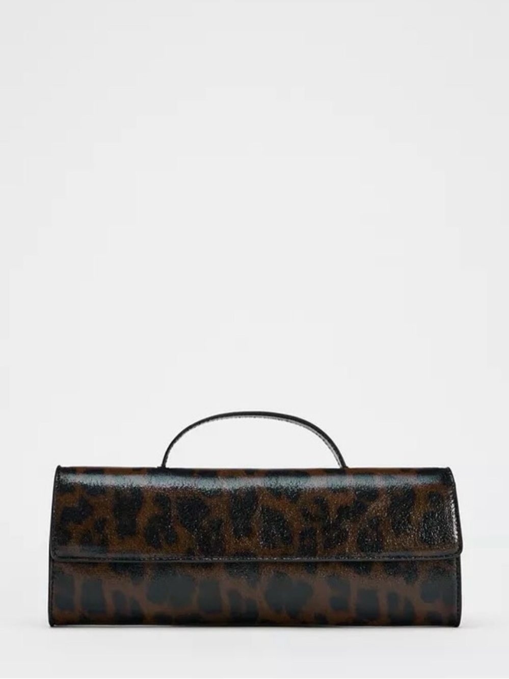 Zara Leopard Print Long Clutch Bag Brown Fall Faux Leather Minimal City Chic